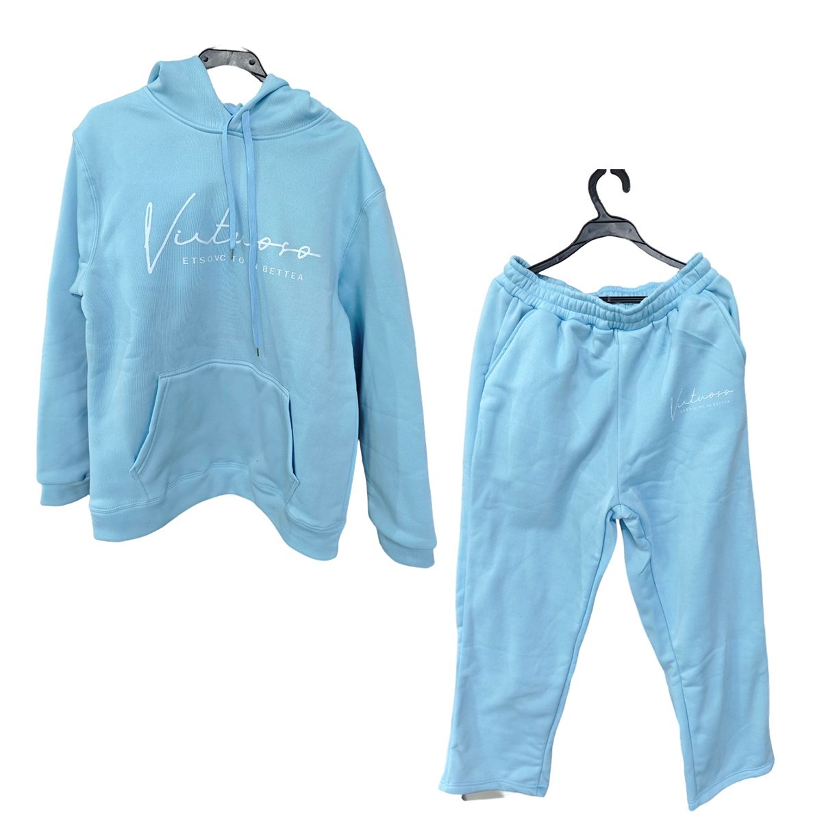 Women's Clothing Oversized Hoodie & Jogger Set - Lazy Chic Letter Print Lounge Wear Two-Piece Outfit For Women (Blue/Peach/Black/White)_ecoleips.com