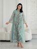 Luxury Embroidered Abaya Dress – Elegant Blue Sequin Maxi Gown For Women, Modest Dubai Style Islamic Wear With Sheer Net Fabric_ecoleips.com