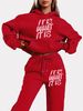 Women's Autumn And Winter Casual Fashion ITIS WHAT ITIS Letter Printed Thick Fleece Warm Hooded Sweatshirt+sports Pants Set-732_ecoleips.com