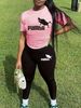 Women's Casual Loose And Fashionable Letter Pattern Print Loose T-shirt+cropped Pants Two-piece Home Sportswear Daily Wear-403_ecoleips.com