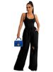 K Women's Solid Color U-neck Jumpsuit With Ripped Wide Leg Pants Set New_ecoleips.com