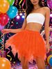 Versatile High-waisted Slimming Mesh Skirt, Tulle Skirt, Mesh Cake Skirt, Women's Short Princess Skirt With Ruffles, Versatile Midi Skirt._ecoleips.com