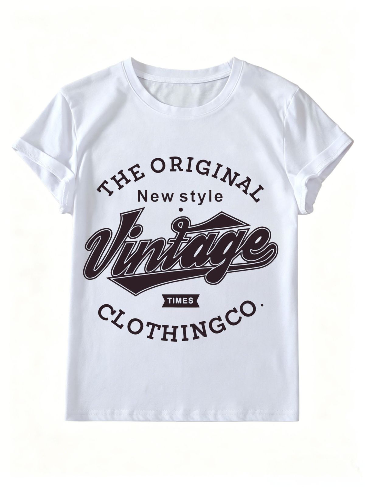 Women Vintage Letter Graphic T-Shirt Retro The Original Clothing Co Print Crew Neck Short Sleeve Casual White Street Tee_ecoleips.com
