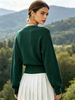 Women Cross Wrap V Neck Ribbed Knit Top Loose Long Sleeve Lightweight Breathable Skin-friendly Crop Sweater_ecoleips.com