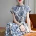 Summer Hepburn-style Elegant And Youthful Long Dress, Satin Floral For Women, Vintage Polka Dot Drapey Slimming Dress_ecoleips.com