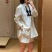 Aria Basics Aria Basics European American Niche 24 Spring-summer New Women's Fashion Design Silhouette Casual Long-sleeve Shirt And Shorts Set_ecoleips.com