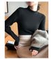 K Slim-fit Half-turtleneck Sweater As A Base Layer; Plus-fleece Warm Top With A Small Collar For Women; Long Sleeves_ecoleips.com
