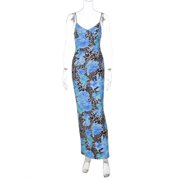 Summer Long Dress for Women Elegant Slim Fit Spaghetti Strap Printed Design European And American Street Style 2026 New Arrival_ecoleips.com