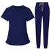 Nurse Uniforms For Men And Women Solid Color Doctor Nurse Work Clothes Suits Short Sleeves And Long Pants Scrubs_ecoleips.com
