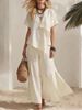 Summer Fashion Women's Casual Top And Wide Leg Pants Set Irregular Short Sleeve with Slit European And American Style_ecoleips.com