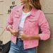Women's Classic Denim Jacket - Long Sleeve Casual Coat With Timeless Fit (Black/White/Light Blue/Pink, S-2XL)_ecoleips.com