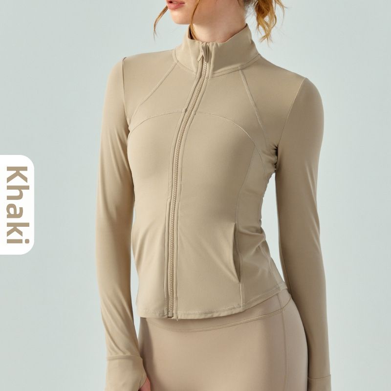 Lightweight Wind-Resistant Zip-Up Yoga Jacket For Women, Slim-Fit Long Sleeve Athletic Top For Running & Gym_ecoleips.com