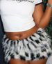 Summer Women's Sexy Hip Hugging Half Skirt Set Color Block Fur Design Fashion Unique Clothing_ecoleips.com