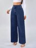 K Versatile Straight Tube Loose High Waisted Double Button Solid Color Women's Jeans_ecoleips.com