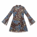 Freeacy Women's Spring Summer Thin Dress Floral Printed Round Neck Flare Sleeves Slim Fit Mini Dress Stylish Party Dresses_ecoleips.com