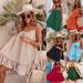 2024 Summer New Cross-Border European And American Women's Clothing Solid Color Loose Ruffle Hem Dress_ecoleips.com
