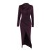 Spring New Arrival Women's Elegant Solid Color High Slit Pleated Slim Fit Long Sleeve Dress_ecoleips.com