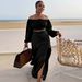 Women's Clothing Sexy Wrapped Chest Big Skirt Lantern Sleeve Two-Piece_ecoleips.com
