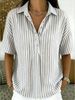 Summer Striped Shirt For Women Casual Fashion Short Sleeve With Collar_ecoleips.com