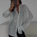 2026 Spring Summer New European And American Style Sequin Top Turn-down Collar Long Sleeve Cardigan Basic Cross-border_ecoleips.com