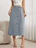 K Tethered Mid Skirt Elegant Women's Split Wrap Long Denim Skirt Loose Retro_ecoleips.com