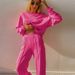 Women's Long-Sleeve Crewneck Sweatshirt & Wide-Leg Pants Set – Solid Color Casual Outfit, 60% Cotton 30% Spandex, Y2K Streetwear Two-Piece (S-L)_ecoleips.com