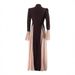 Stand Up Collar Zipper Trumpet Chiffon Sleeves Long Temperament Elegant Big Swing Dress_ecoleips.com