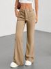 K New Flared Pants High Waisted Straight Leg Casual Micro Flared Women's Pants With Pockets And Wide Legs_ecoleips.com