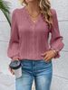 Verve 2025 Autumn Long Sleeve V-neck Lace Patchwork Hollow Out Women's Shirt_ecoleips.com