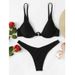 Women's Clothing Solid Color Push Up Underwire Bikini Two Piece Swimsuit Three Piece Set For Vacation_ecoleips.com