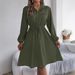 Women's Casual Button-Up Long Sleeve Shirt Dress Tie Waist Fitted Spring/Summer Thin Clothing_ecoleips.com
