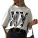 100% Cotton American Style Popular Printed Short Sleeve T-Shirt For Women Ins Design Casual Versatile Trendy Couple_ecoleips.com