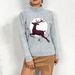 Christmas Sweater Women's Fashion Semi-Turtle Neck Long Sleeve Pullover With Reindeer Jacquard Knit Top_ecoleips.com