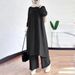 2025 Muslim Women's Two-Piece New Solid Color Long Sleeve Round Neck Shirt Robe Loose Wide-Leg Pants Set_ecoleips.com