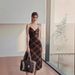 Europea Ad America 2026 Sprig New Fashio Retro Plaid Pure Desire Elegat Slim Fit Strap Dress For_ecoleips.com
