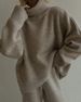 Trendy Spring Women's Knit Set – High Neck Pullover & Lounge Pants, Cozy Casual Two-Piece Outfit For Home & Streetwear (Available In 5 Colors)_ecoleips.com