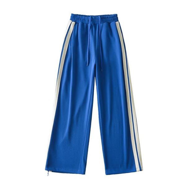 Retro College Style Side White Edge Webbing Sports Pants Women's Autumn New Slim Elastic High Waist Drawstring Pants Trendy_ecoleips.com