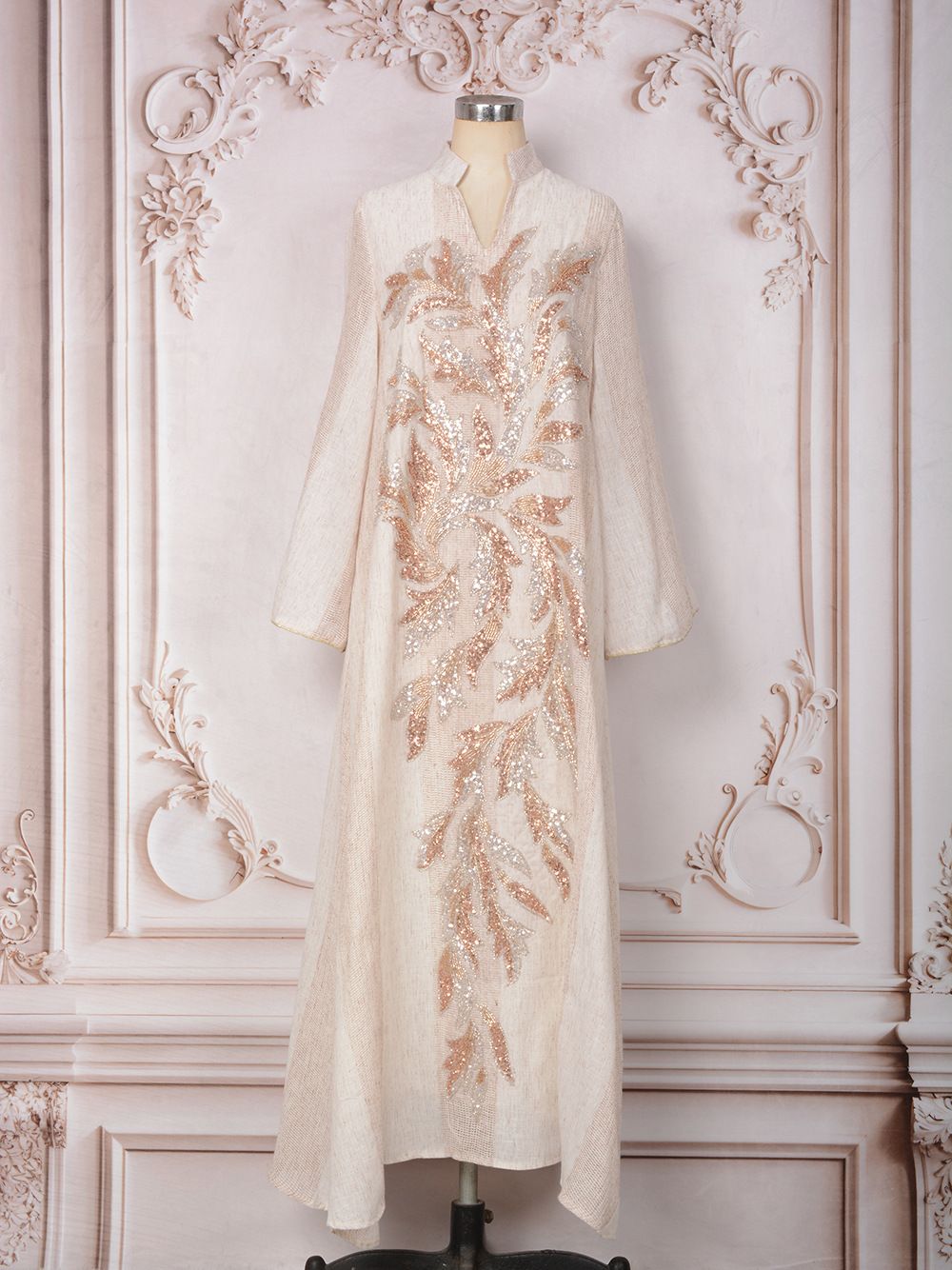 MT572 Women's Beaded Appliqué Dress Elegant Banquet Dress Cross Border Factory Direct Stock Muslim Fashion_ecoleips.com
