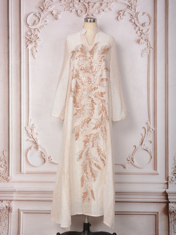 MT572 Women's Beaded Appliqué Dress Elegant Banquet Dress Cross Border Factory Direct Stock Muslim Fashion_ecoleips.com