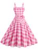 Polka Dot Party Dress Elegant Women Summer Puff Sleeve Square Collar Elastic Waist Vintage Midi Sundress Casual Beach_ecoleips.com