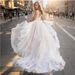Ethereal Boho Wedding Dress With Deep V-Neck & Open Back – Flowy Sheath Gown With Small Train For Outdoor Photography (XS-XXXL, Ivory/White)_ecoleips.com
