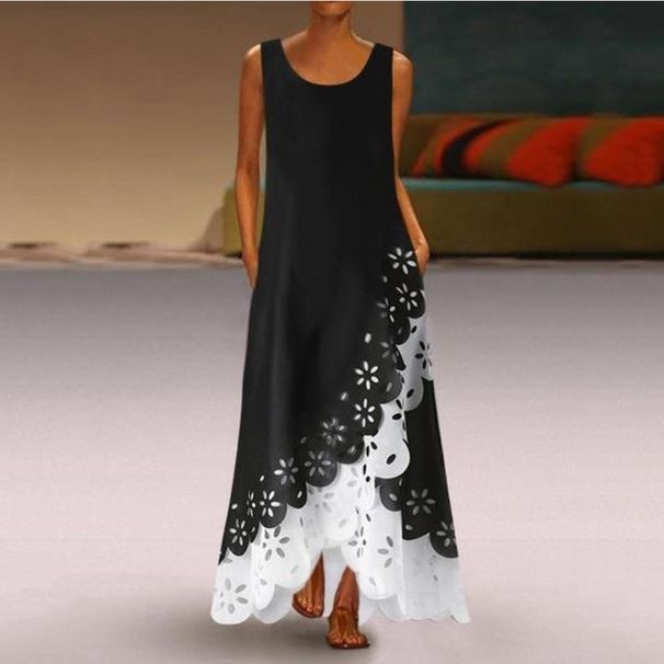Cross-border In-stock European And American New Women's Fashion Two-piece Sleeveless Distressed Large Hem_ecoleips.com