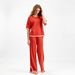 Women's Elegant Color Block Split Short Sleeve Knit Top And Slim Wide Leg Trousers Fashion Set Two Piece Casual Outfit_ecoleips.com