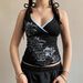 Summer Y2K Millennial Sexy Retro Floral Print Camisole Women's Slim Fit Cross V Neck Vest Top Wholesale_ecoleips.com