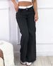 Women's Clothing Retro High Waist Non Elastic Washed Straight Jeans Fashion Contrast Color Wide Leg Jeans_ecoleips.com