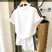 Youthful Sporty Two Piece Set for Women Striped Patchwork Short Sleeve Top Wide Leg Shorts Stylish Clothing_ecoleips.com