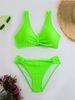 High Waist Solid Color Bikini Style Cover Belly Split Design Women's Swimsuit Sexy Vacation Fashion_ecoleips.com