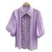 Women's Clothing Elegant Style Women's Blouse Lace Trimmed Ruffled Pearlescent Tulle Graceful Shirt Top For Formal & Casual_ecoleips.com