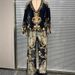Vintage V-Neck Floral Print Velvet Lounge Set For Women - Spring Vacation Style Two-Piece Outfit (XS-XXL)_ecoleips.com