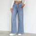 Women's Mid-Rise Casual Jeans Elastic Waist Drawstring Embroidered Bow Stretch Cotton Denim for Spring/Autumn & Summer_ecoleips.com